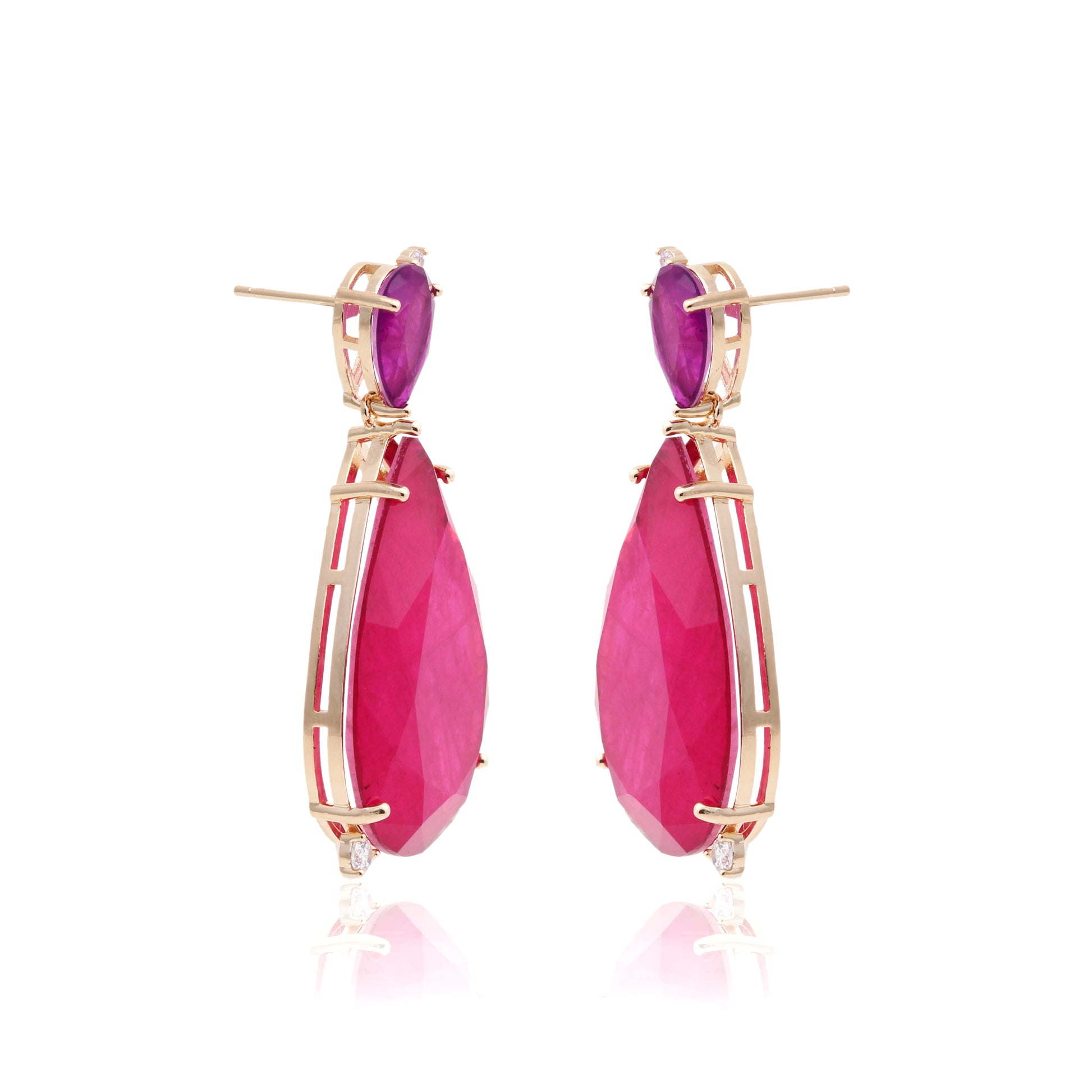 18K Gold Plated Pink Tourmaline Earring