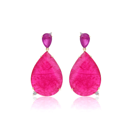 18K Gold Plated Pink Tourmaline Earring