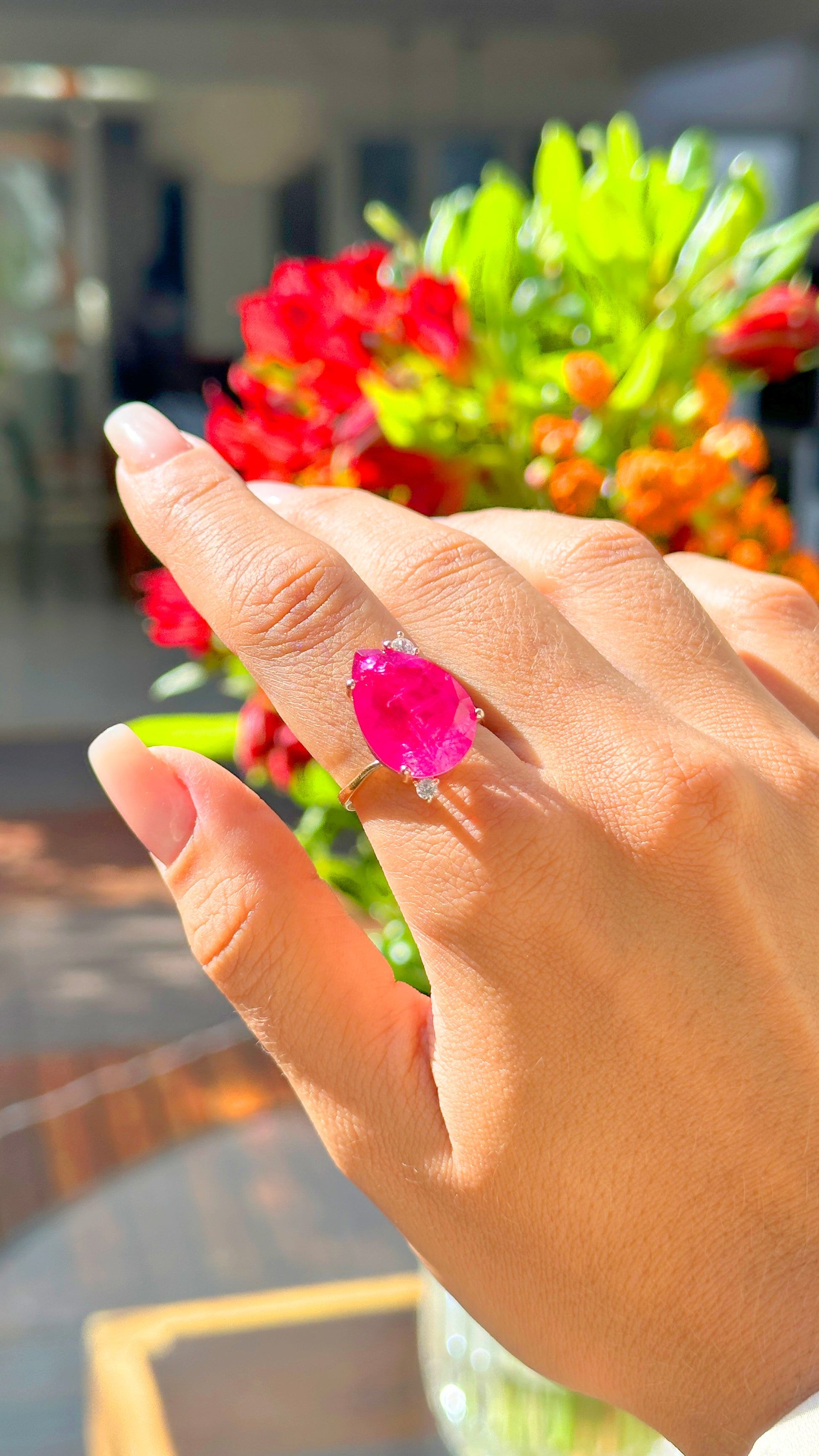 18k gold plated adjustable pink tourmaline