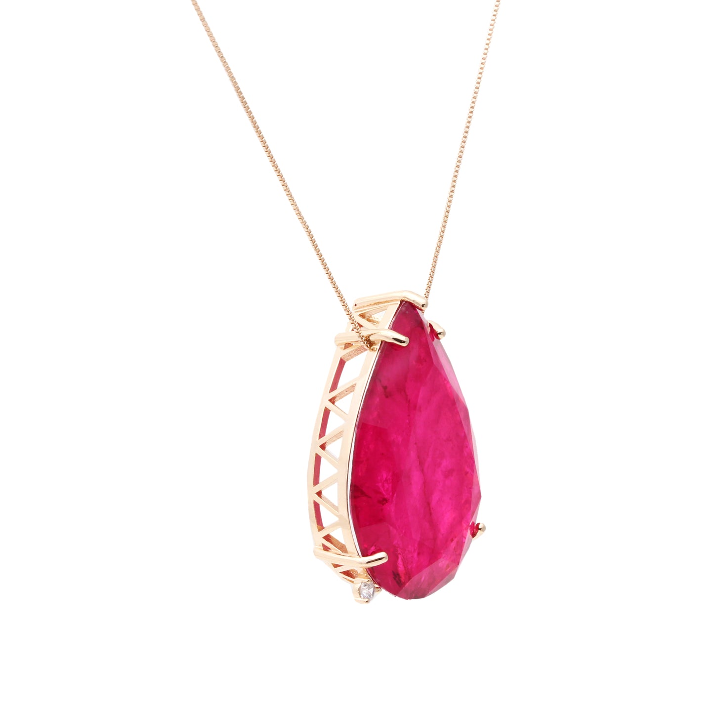 18K Gold Plated Pink Tourmaline and Amethyst Drop Pendant