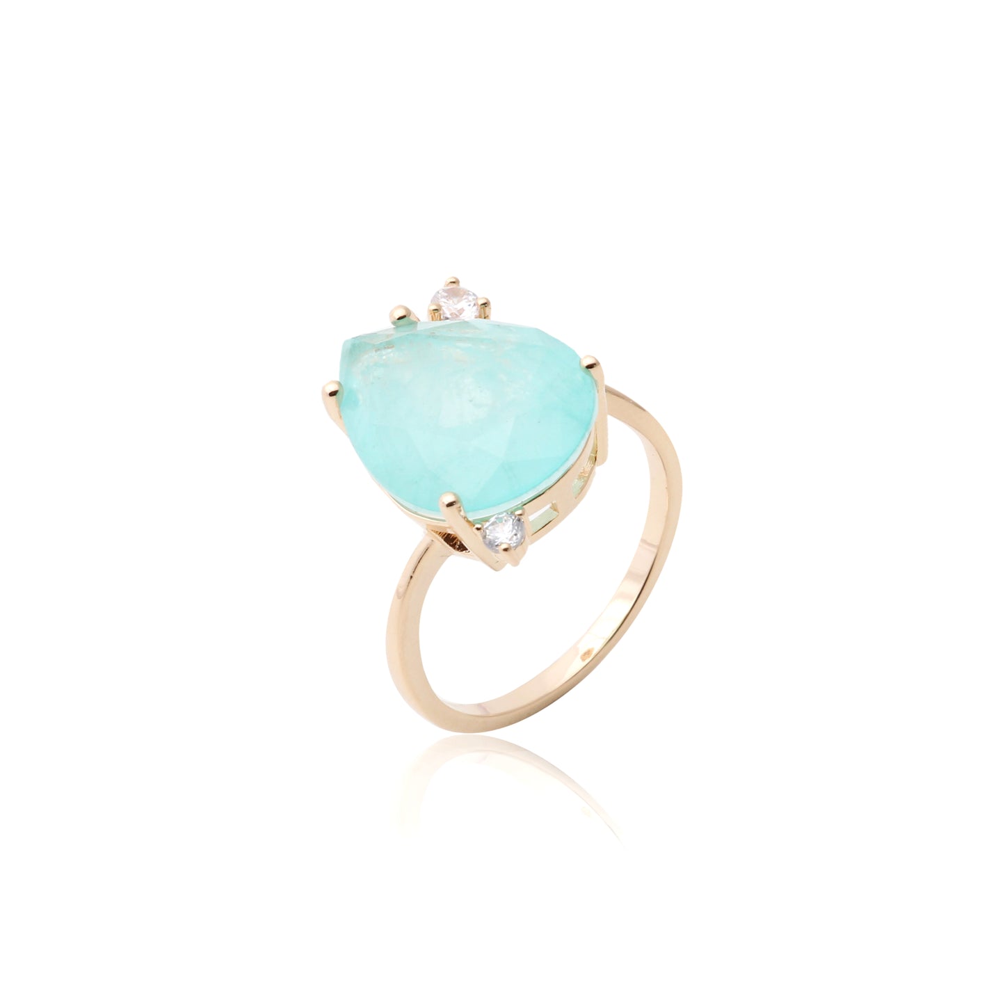 18k Gold Plated Adjustable Paraiba Tourmaline Ring 