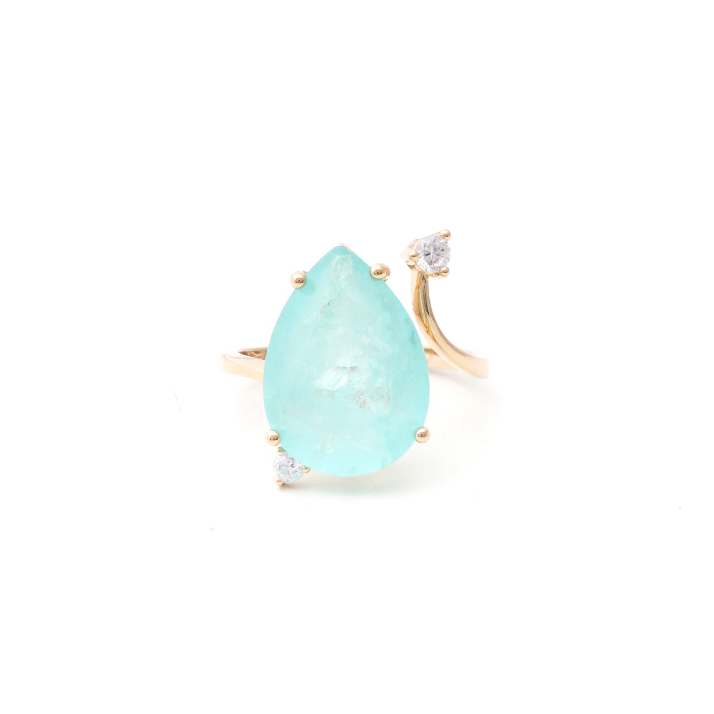 18k Gold Plated Adjustable Paraiba Tourmaline Ring 