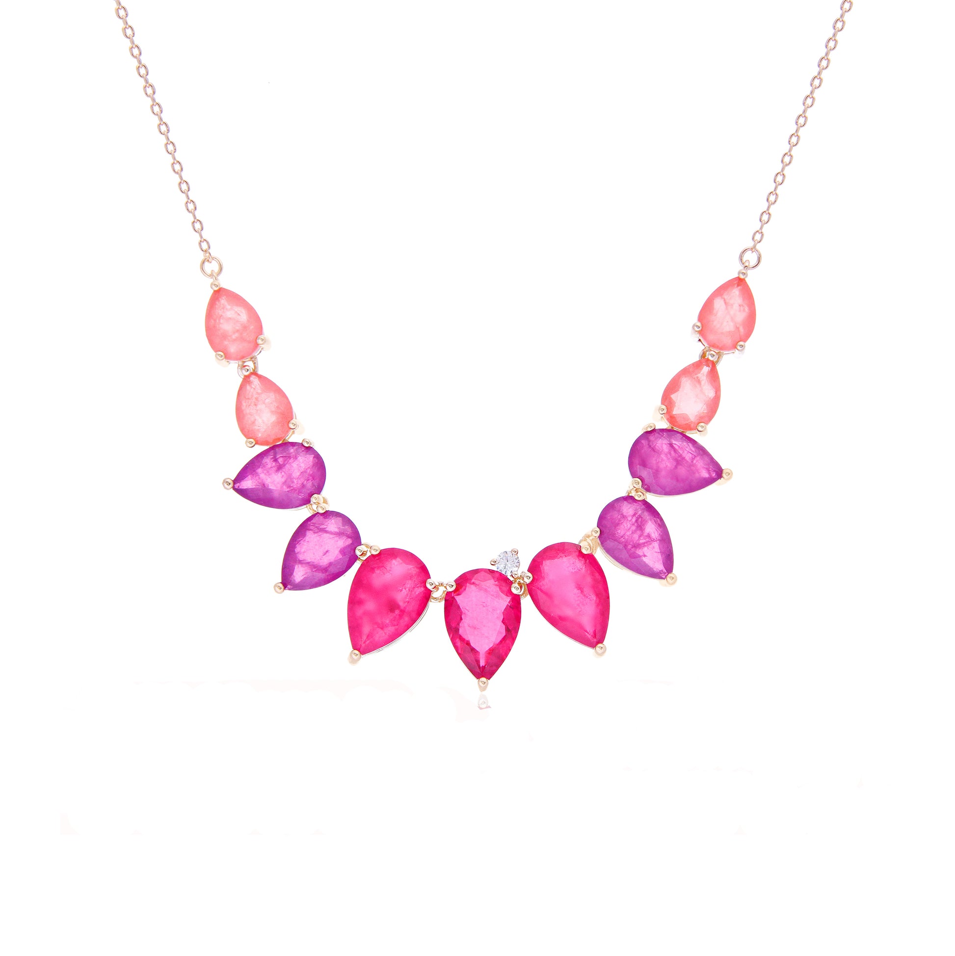 Pink Ombre Tourmaline Necklace - 18K Gold Plated