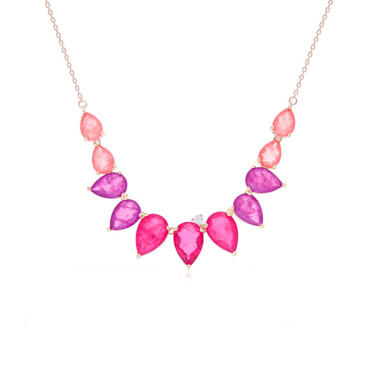 Pink Ombre Tourmaline Necklace - 18K Gold Plated