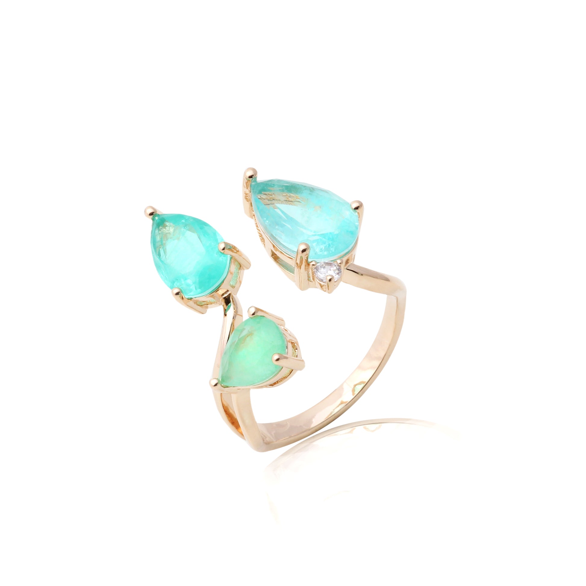 Paraiba Tourmaline Ombre Ring - Adjustable. 18K Gold Plated