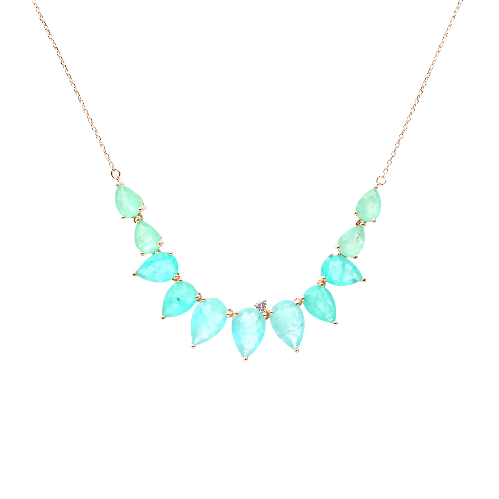 Ombre Tourmaline Paraiba Necklace - 18K Gold Plated 