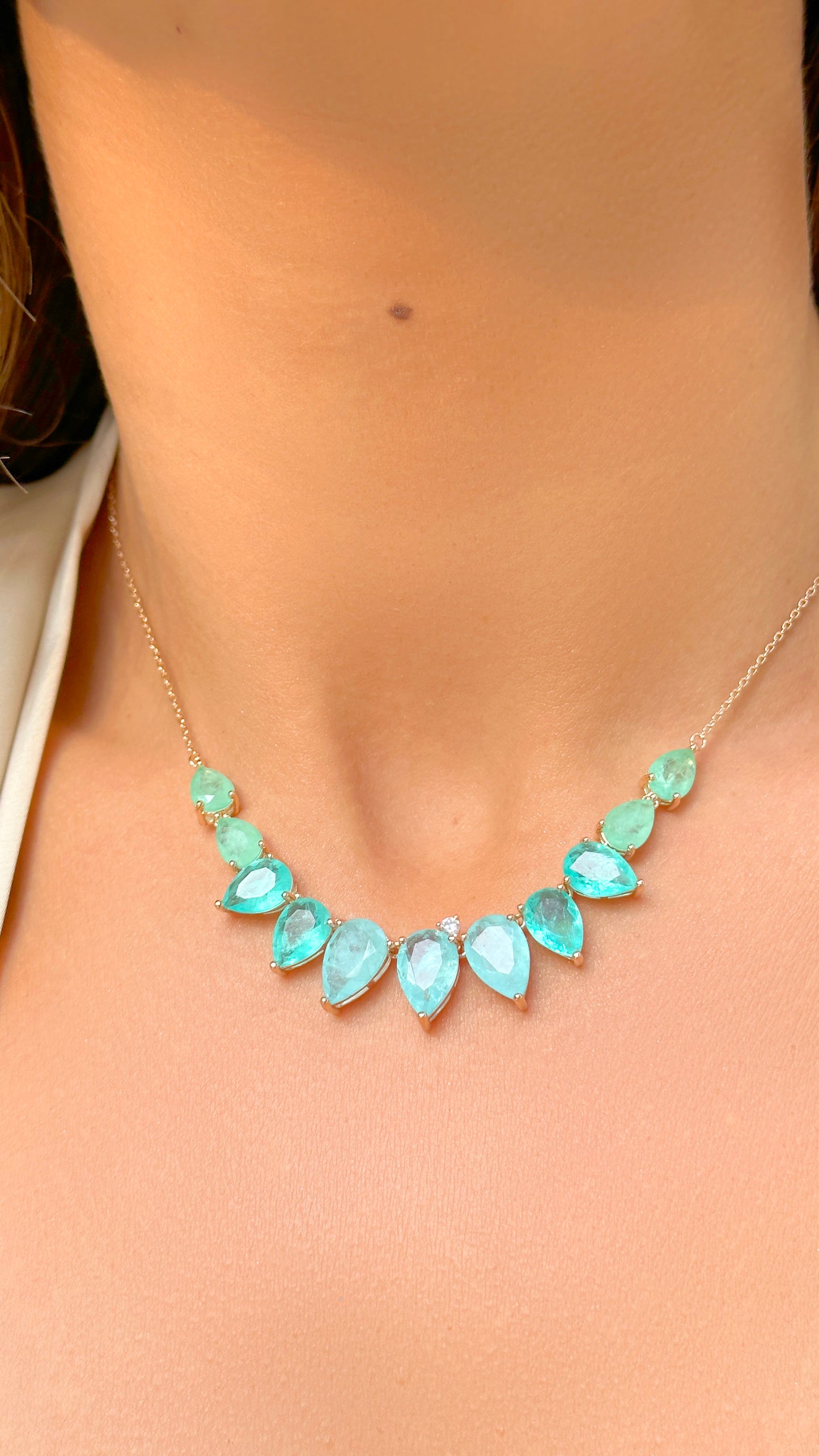 Ombre Tourmaline Paraiba Necklace - 18K Gold Plated 