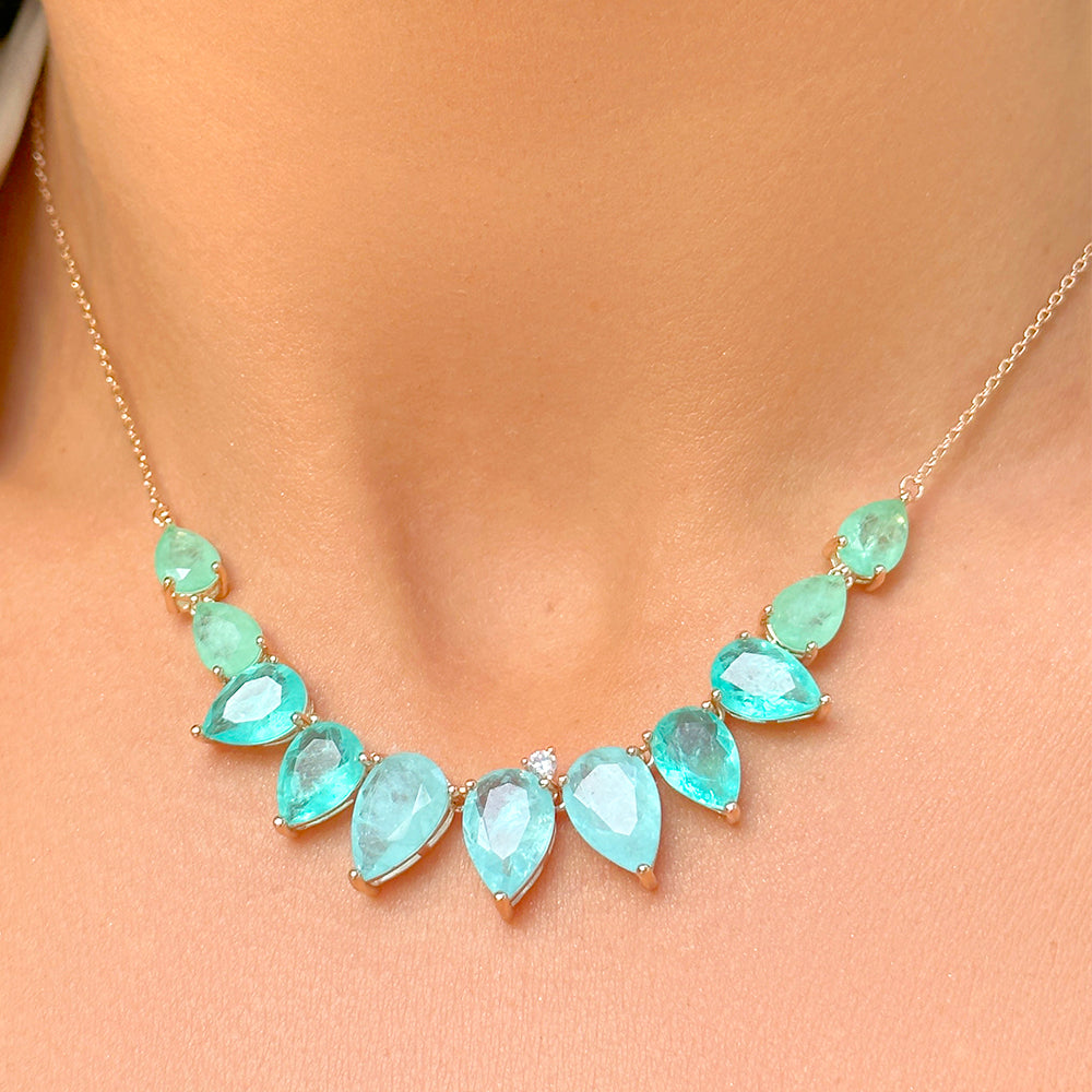 Ombre Tourmaline Paraiba Necklace - 18K Gold Plated 