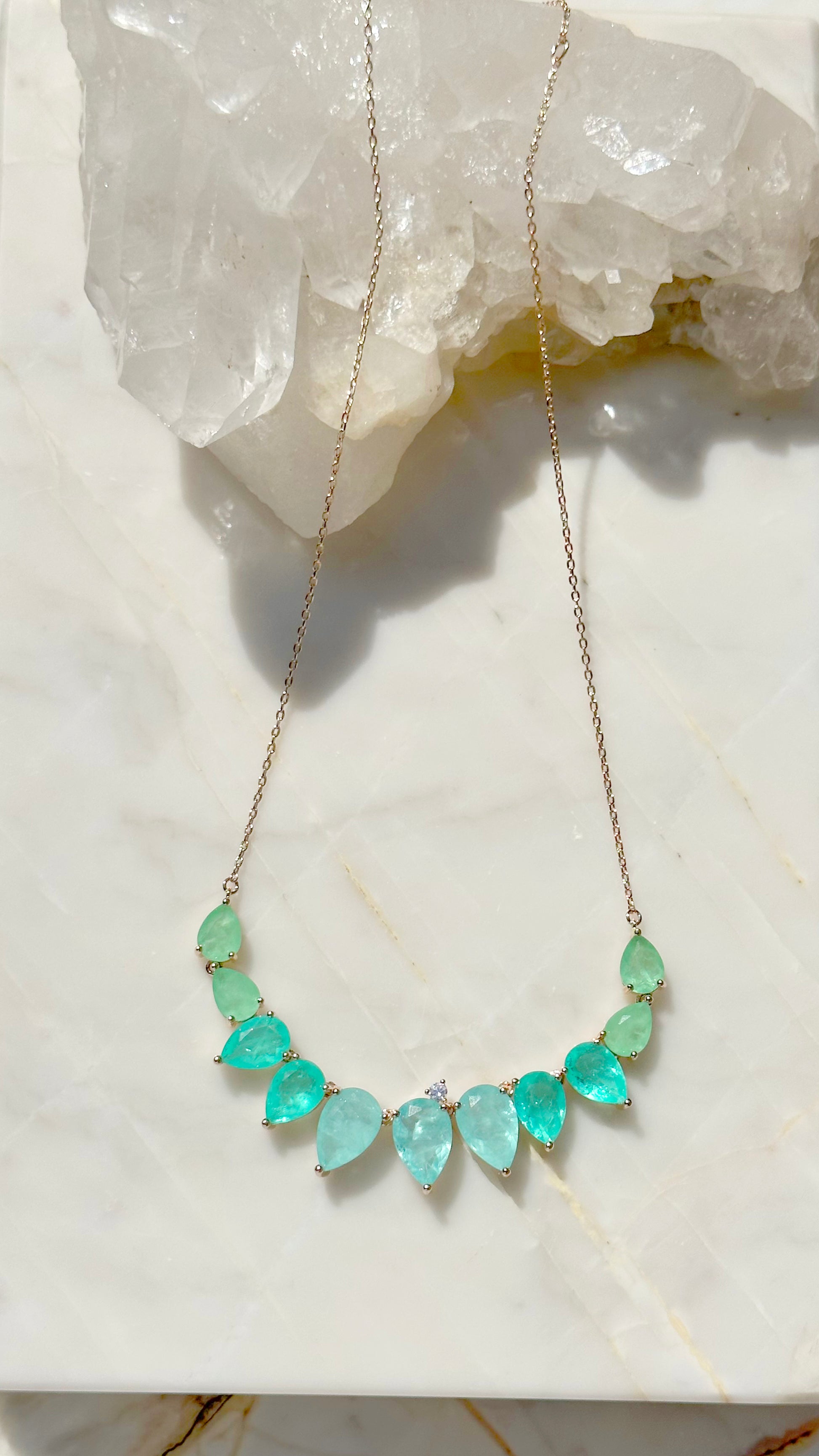 Ombre Tourmaline Paraiba Necklace - 18K Gold Plated 