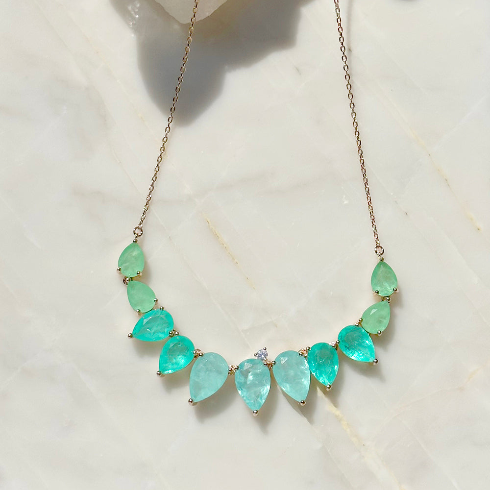 Ombre Tourmaline Paraiba Necklace - 18K Gold Plated 