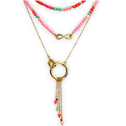 Ice Cream Murano Beads Necklace Set - 18K Gold Plated