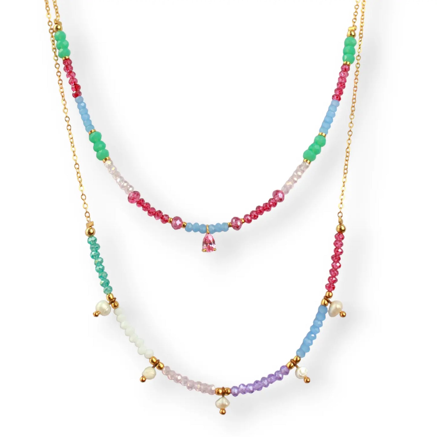 Colored Rondel Crystals with Sweet Water Pearls Set