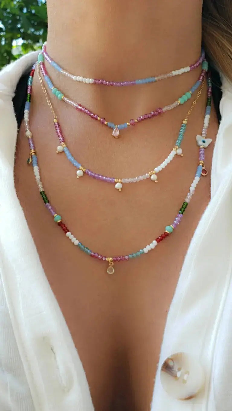 Colored Rondel Crystals with Sweet Water Pearls Set