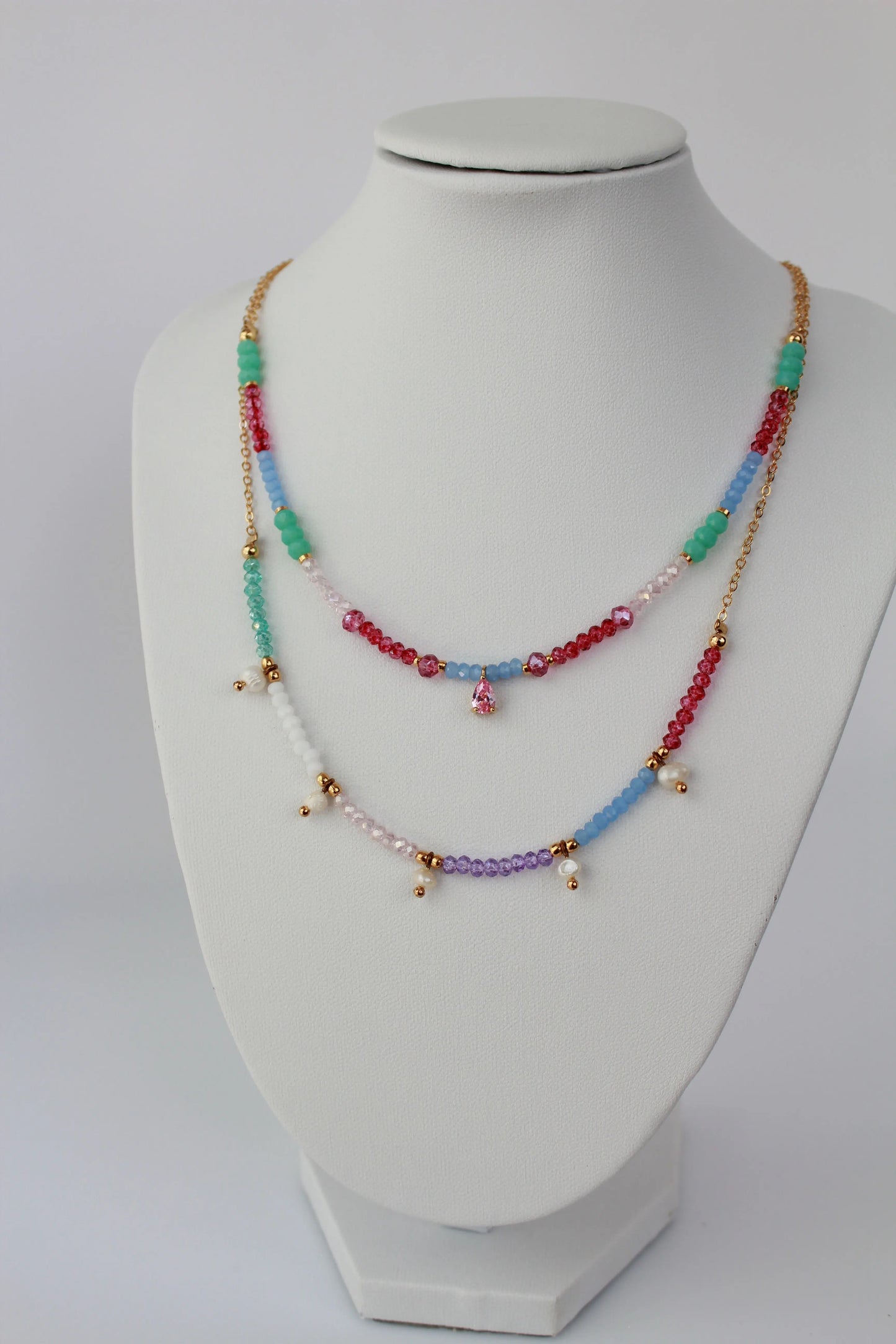 Colored Rondel Crystals with Sweet Water Pearls Set