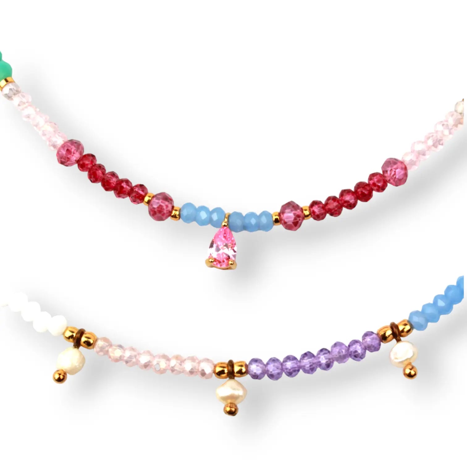 Colored Rondel Crystals with Sweet Water Pearls Set