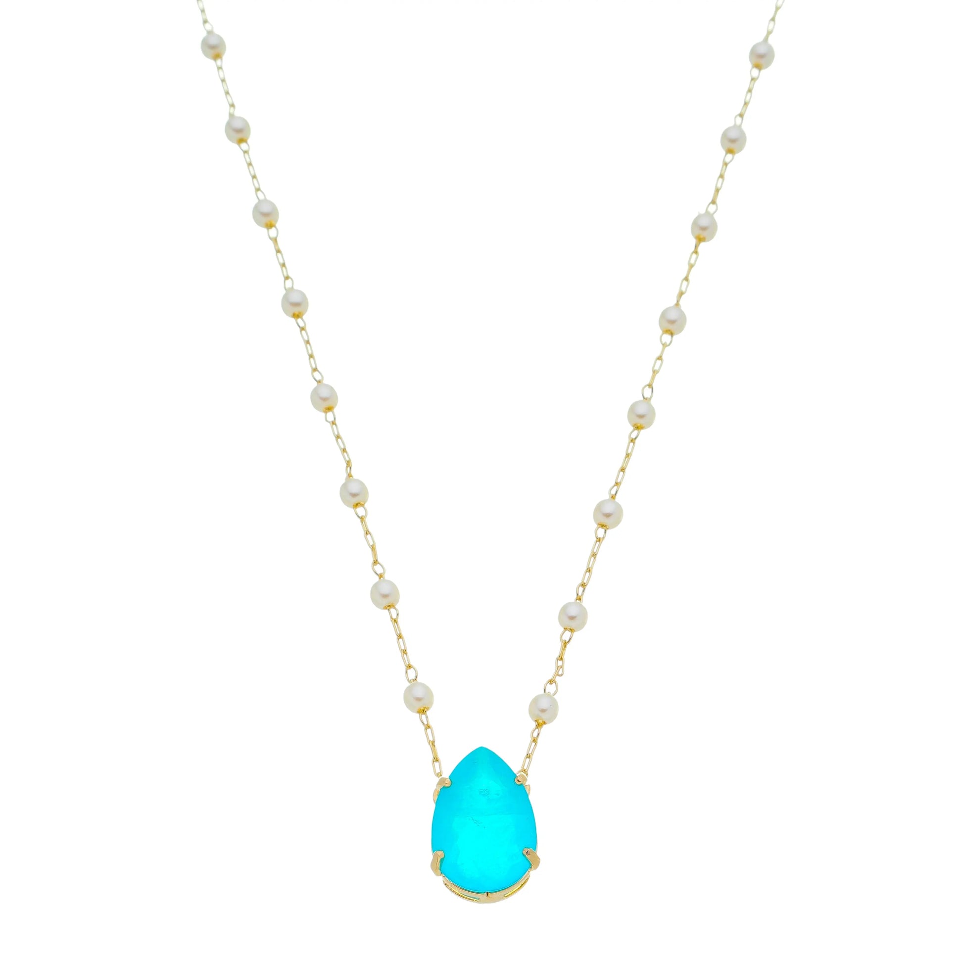 Tourmaline Paraiba Necklace + Pearl Choker + Earring Set