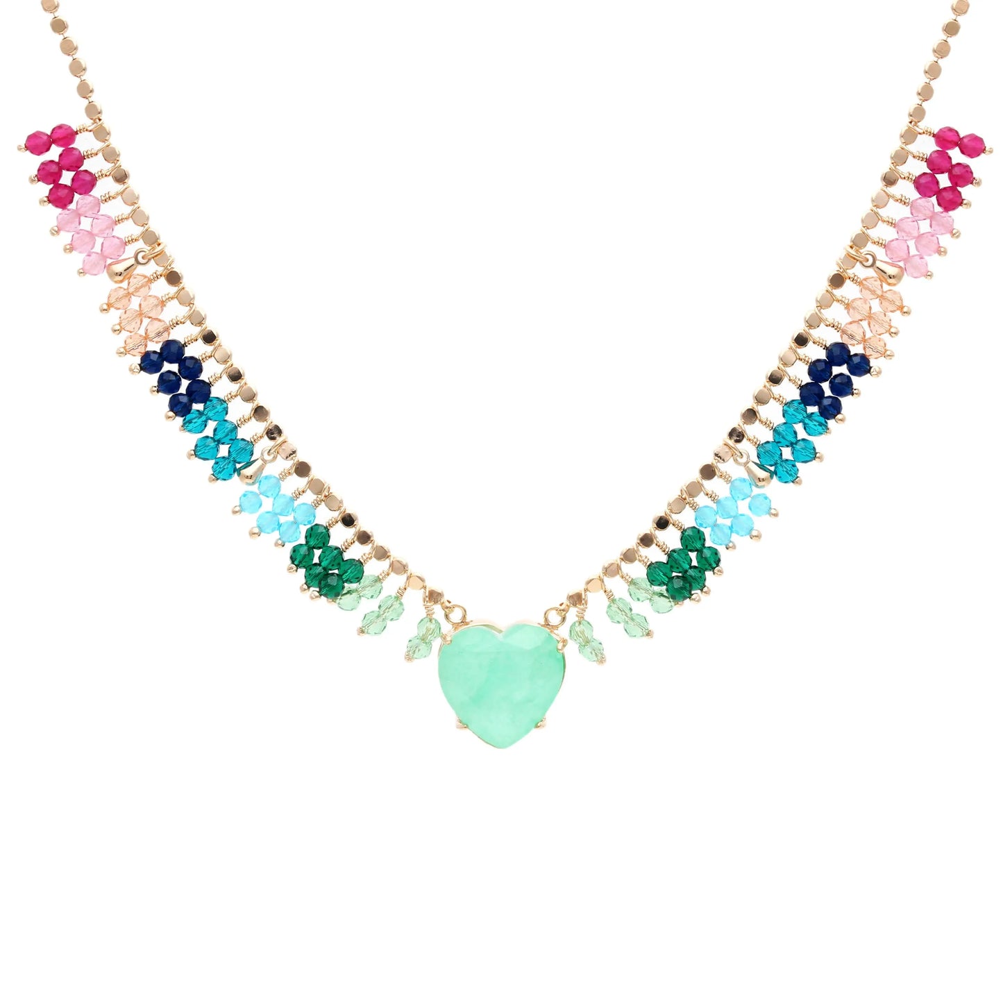 Rainbow Tourmaline Paraiba Heart Necklace