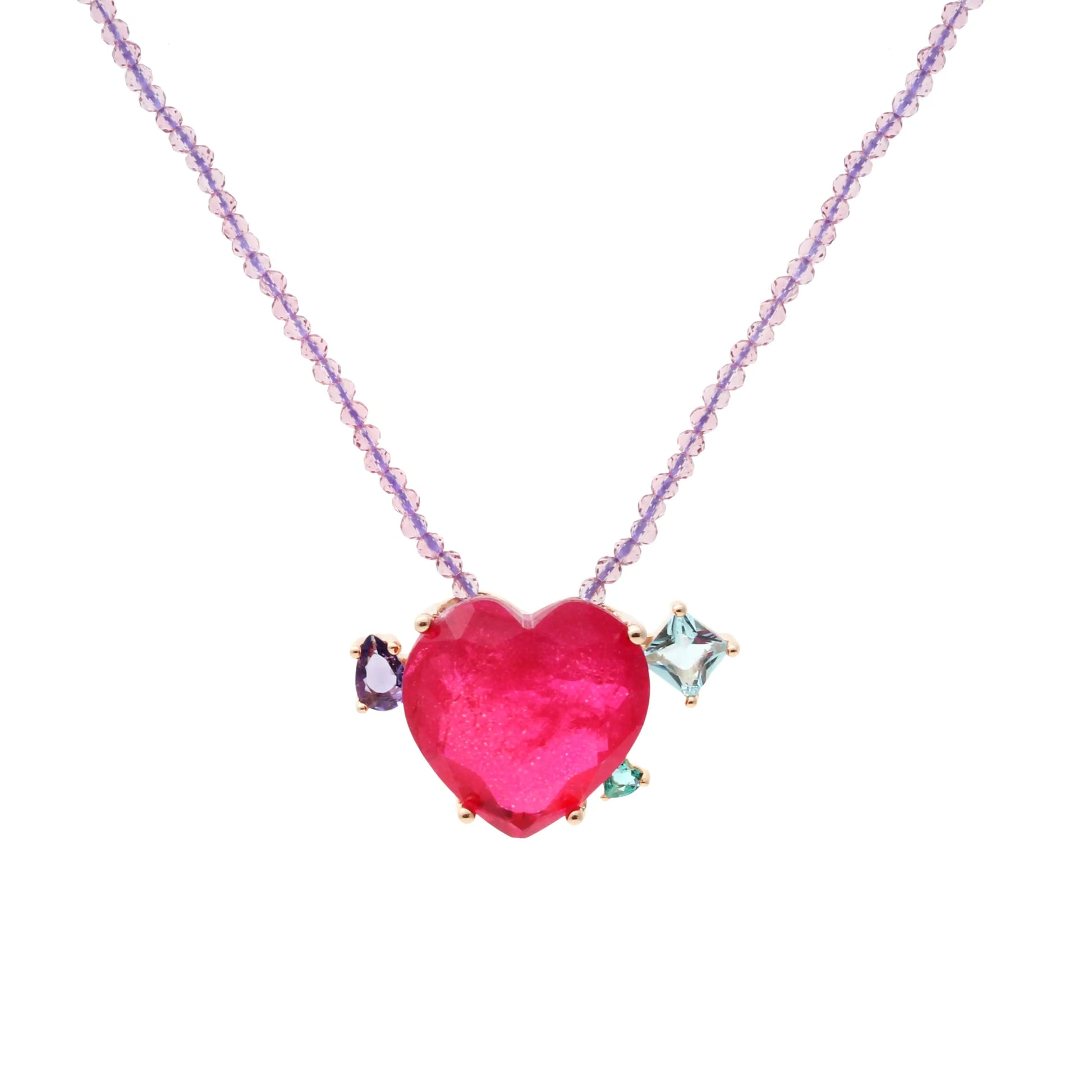 Pink Tourmaline Heart Necklace 