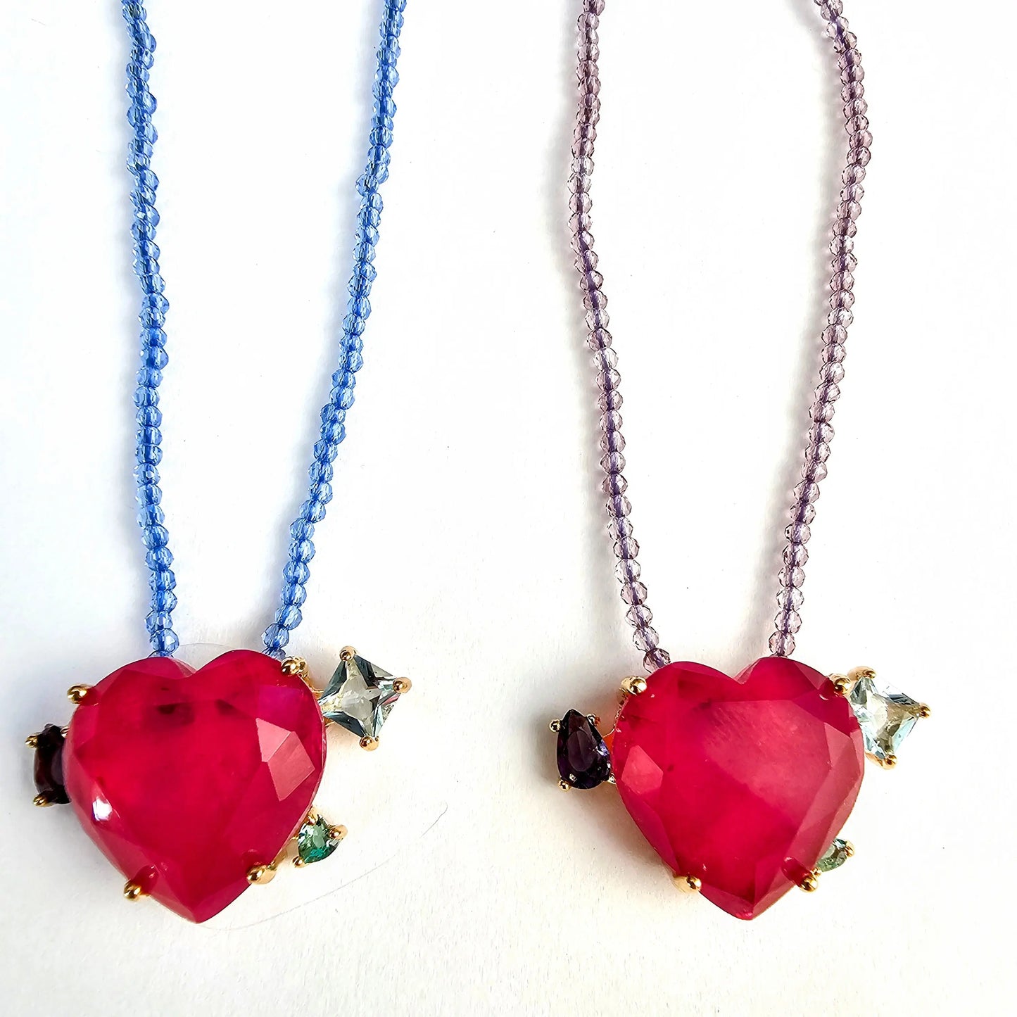 Pink Tourmaline Heart Necklace 