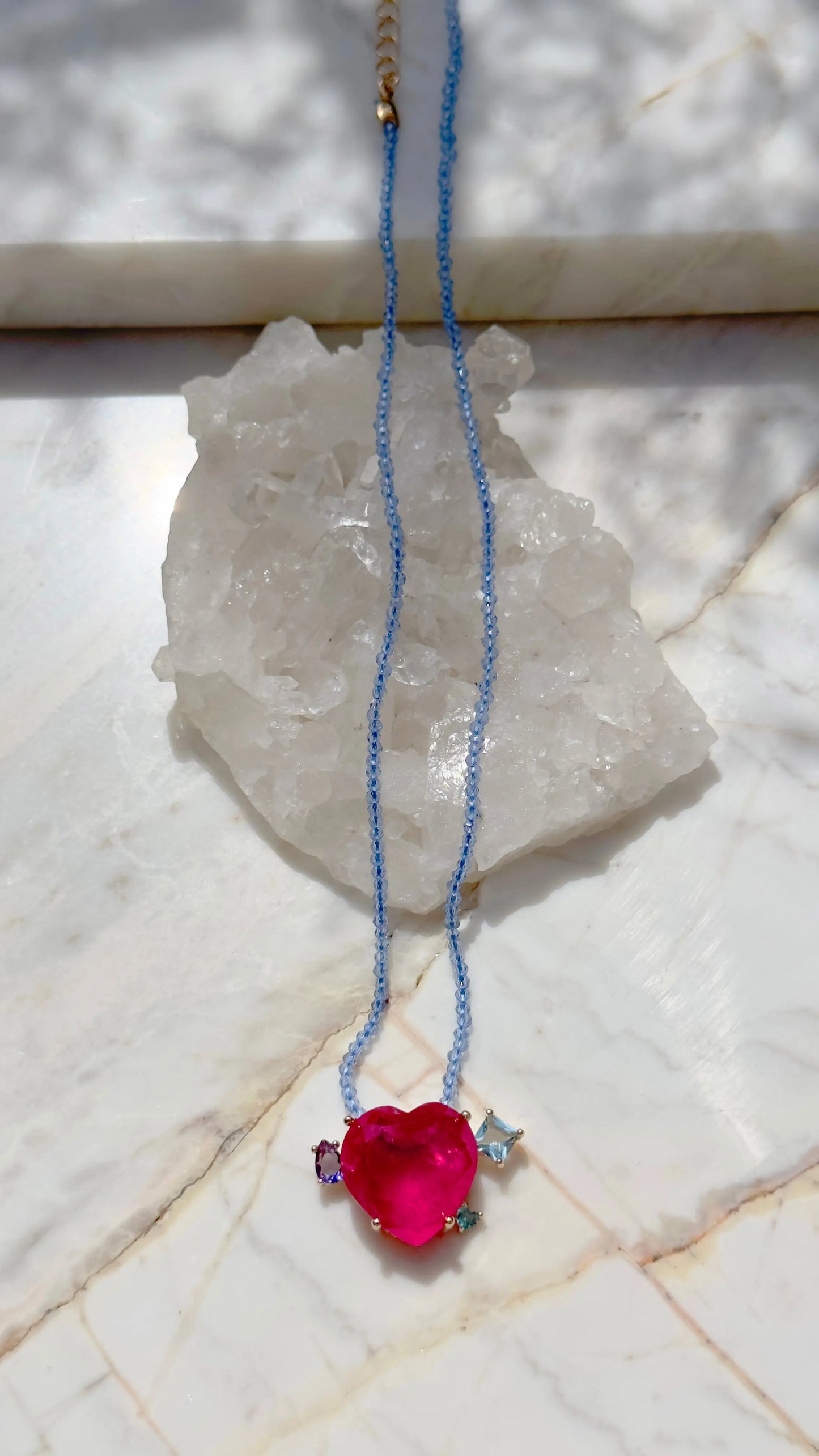 Pink Tourmaline Heart Necklace 