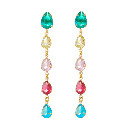 Rainbow Drops CZ Earrings - 18K Gold Plated